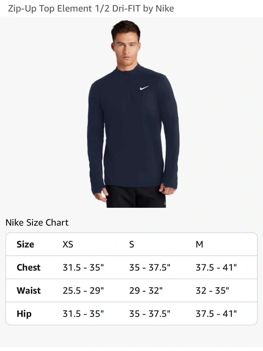 Nike Dri-FIT Element 1/2-Zip Top Size Medium in Black